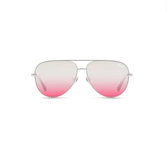 QUAY AUSTRALIA High Key Mini 60mm Aviator Sunglasses Silver Pink Revo - Picture 7 of 7